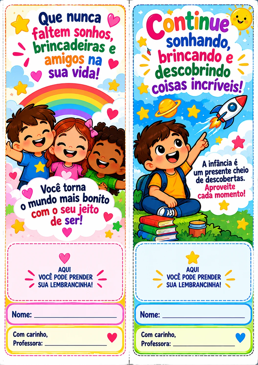 Cartões Lembrancinha Dia das Crianças – 10 Modelos — amostra 4: 10 cartões lembrancinha para o Dia das Crianças, coloridos…