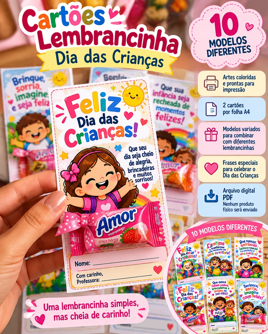 Cartões Lembrancinha Dia das Crianças – 10 Modelos — Datas comemorativas para Todas as séries: 10 cartões lembrancinha para…