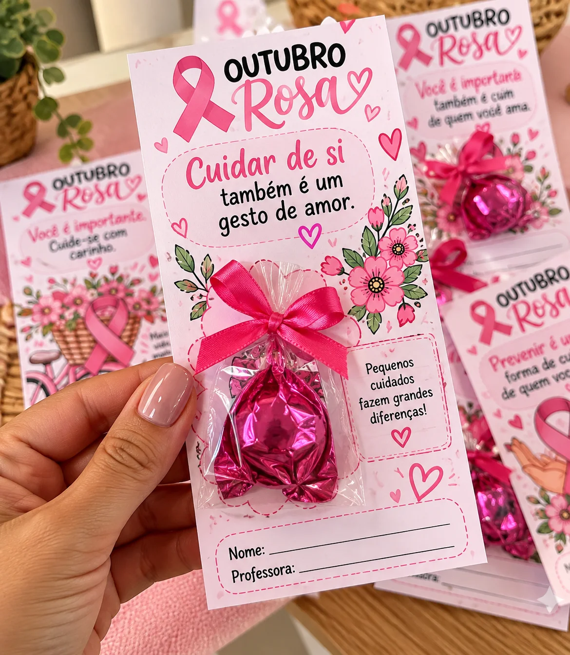 Cartões Lembrancinha Outubro Rosa – 10 Modelos — Datas comemorativas para Todas as séries: 10 cartões lembrancinha para o…
