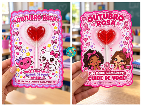 CARTÕES OUTUBRO ROSA 💗🎀 🛒6,00 UM DOCE LEMBRETE DE QUE CUIDAR DE SI É UM ATO DE AMOR! ✨ CARTÕES COM CORES VIVAS, ILUSTRAÇÕES KAWAII E UMA BORDA ENCANTADORA PARA TRANSFORMAR UM PIRULITO DE CORAÇÃO EM UMA LEMBRANCINHA CHEIA DE CARINHO! 🍭💕 🌸 PARA AÇÕES DE CONSCIENTIZAÇÃO EM ESCOLAS, EMPRESAS, CLÍNICAS E EVENTOS. 🖨 ARQUIVO DIGITAL EM PDF, PRONTO PARA IMPRIMIR. ✂ É SÓ IMPRIMIR, RECORTAR E FIXAR O PIRULITO! 💗 UM PEQUENO MIMO COM UMA MENSAGEM ESPECIAL: CUIDE DE VOCÊ! 📲 GARANTA O SEU E ESPALHE CARINHO NESTE OUTUBRO ROSA Lembrancinha — capa do material