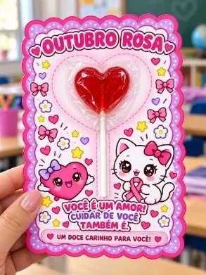 Cartões Outubro Rosa | Lembrancinha com Pirulito — amostra 2: Como usar