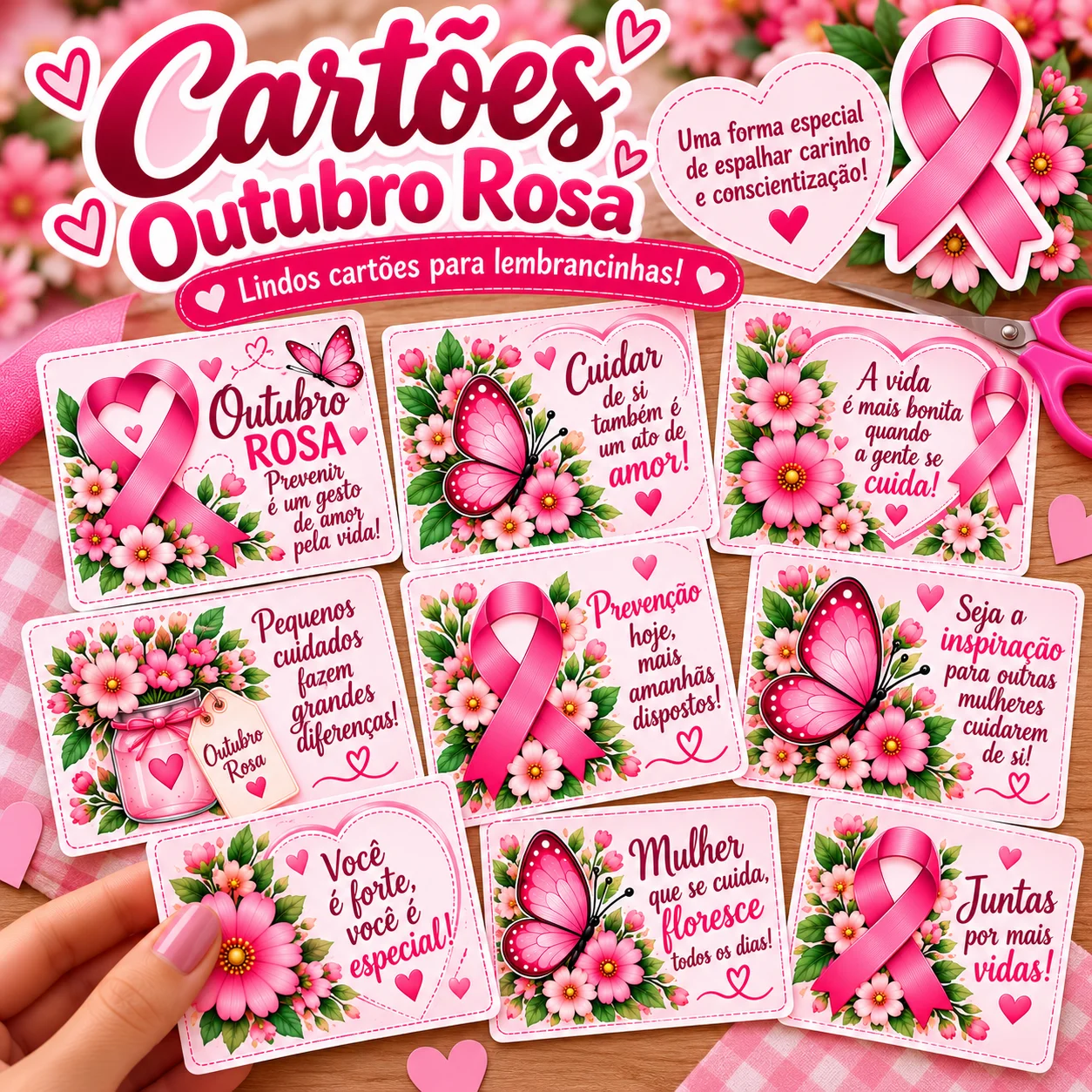 Cartões Outubro Rosa para Lembrancinhas – Arquivo PDF — Datas comemorativas para Todas as séries: Uma opção delicada para…