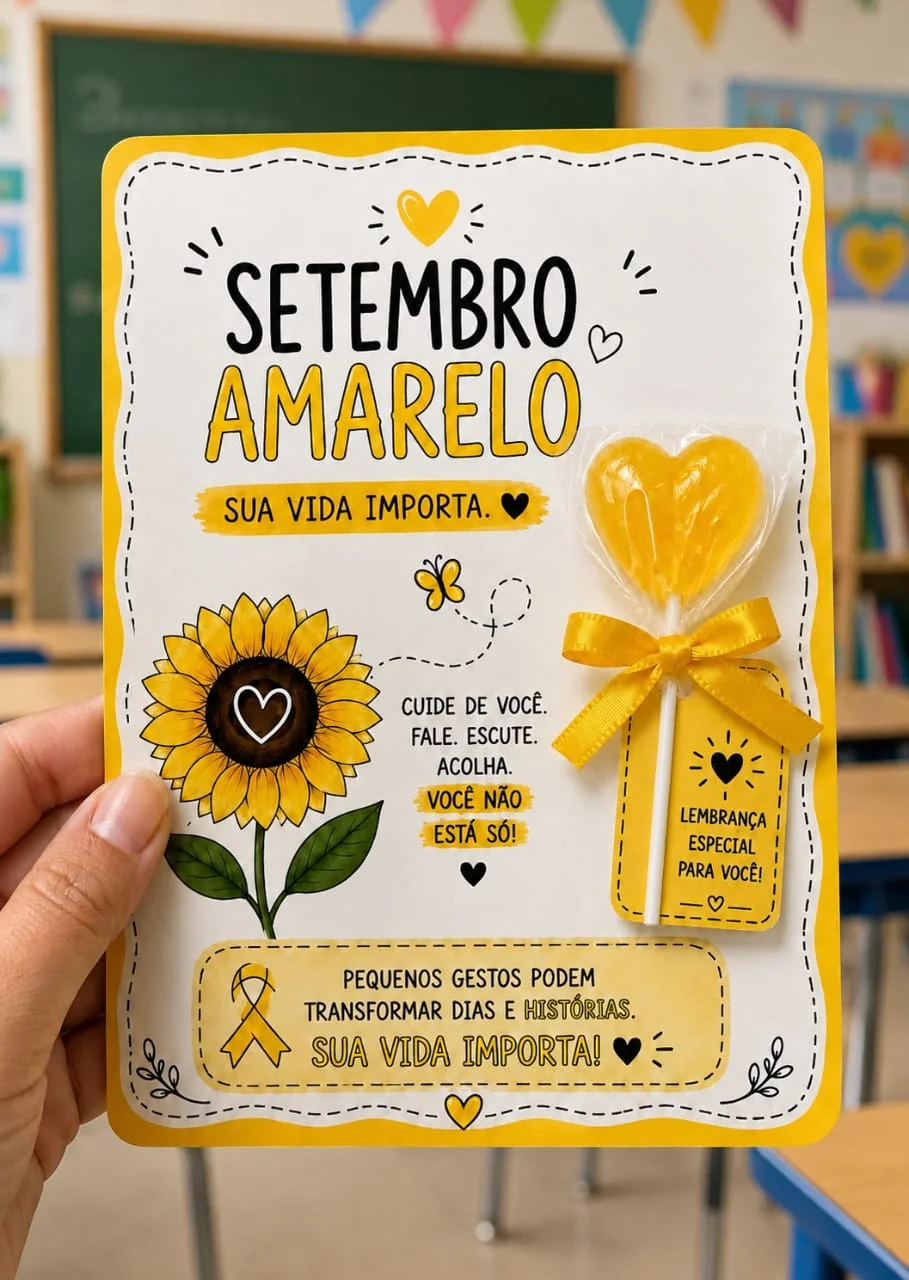 Cartões para Lembrancinhas – Setembro Amarelo — amostra 1: ✨ O ARQUIVO INCLUI
