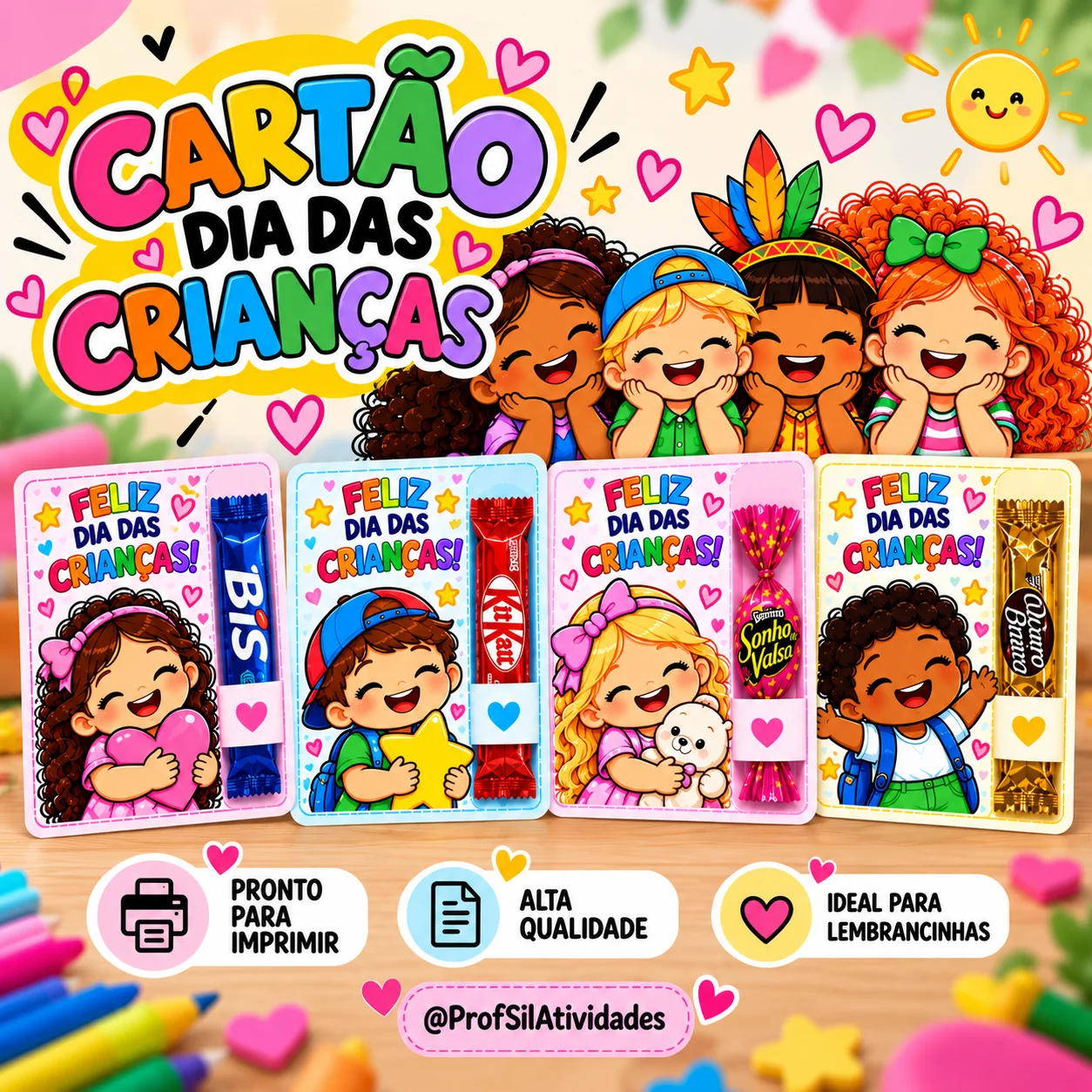 Cartões para o Dia das Crianças com espaço para mimo — Datas comemorativas para Educação Infantil: Este material traz…