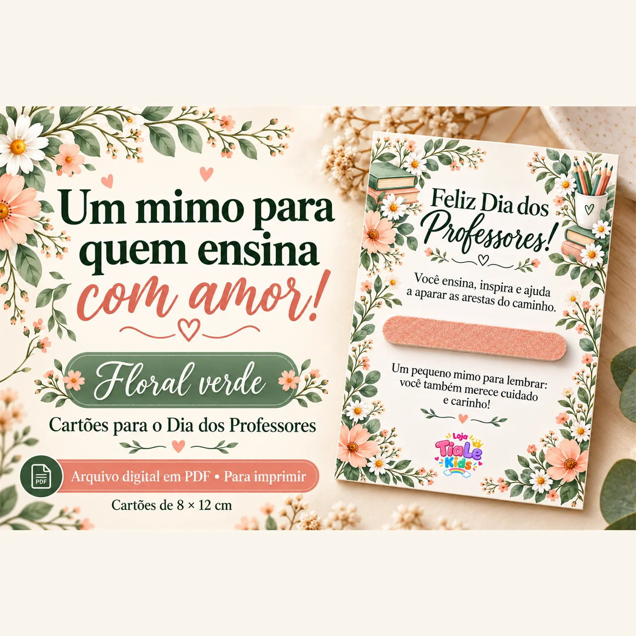 Cartões para o Dia dos Professores — 3 Modelos para Mini Lixa em PDF — amostra 2: O que está incluído