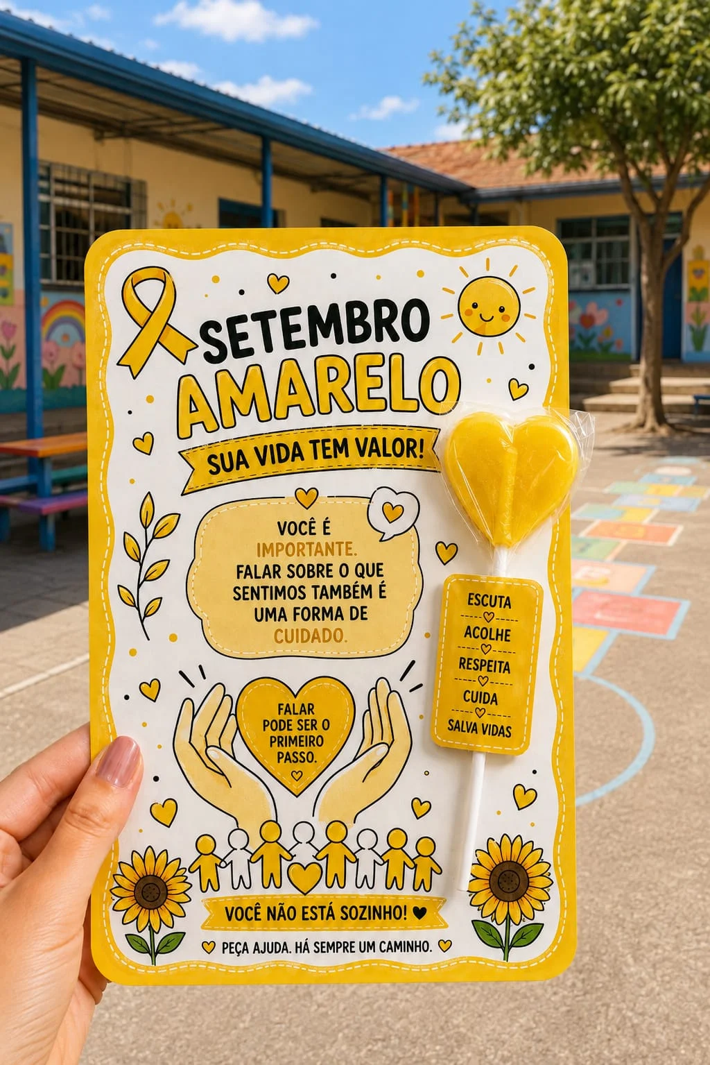 Cartões Setembro Amarelo mimo para todas as idades — capa do material