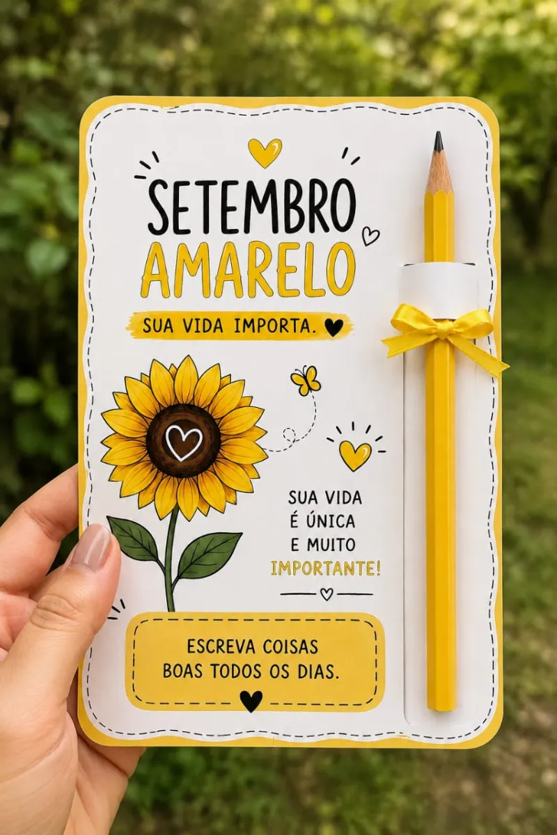 Cartões Setembro Amarelo para Lembrancinhas — Datas comemorativas para Educação Infantil: Cartões Setembro Amarelo para…