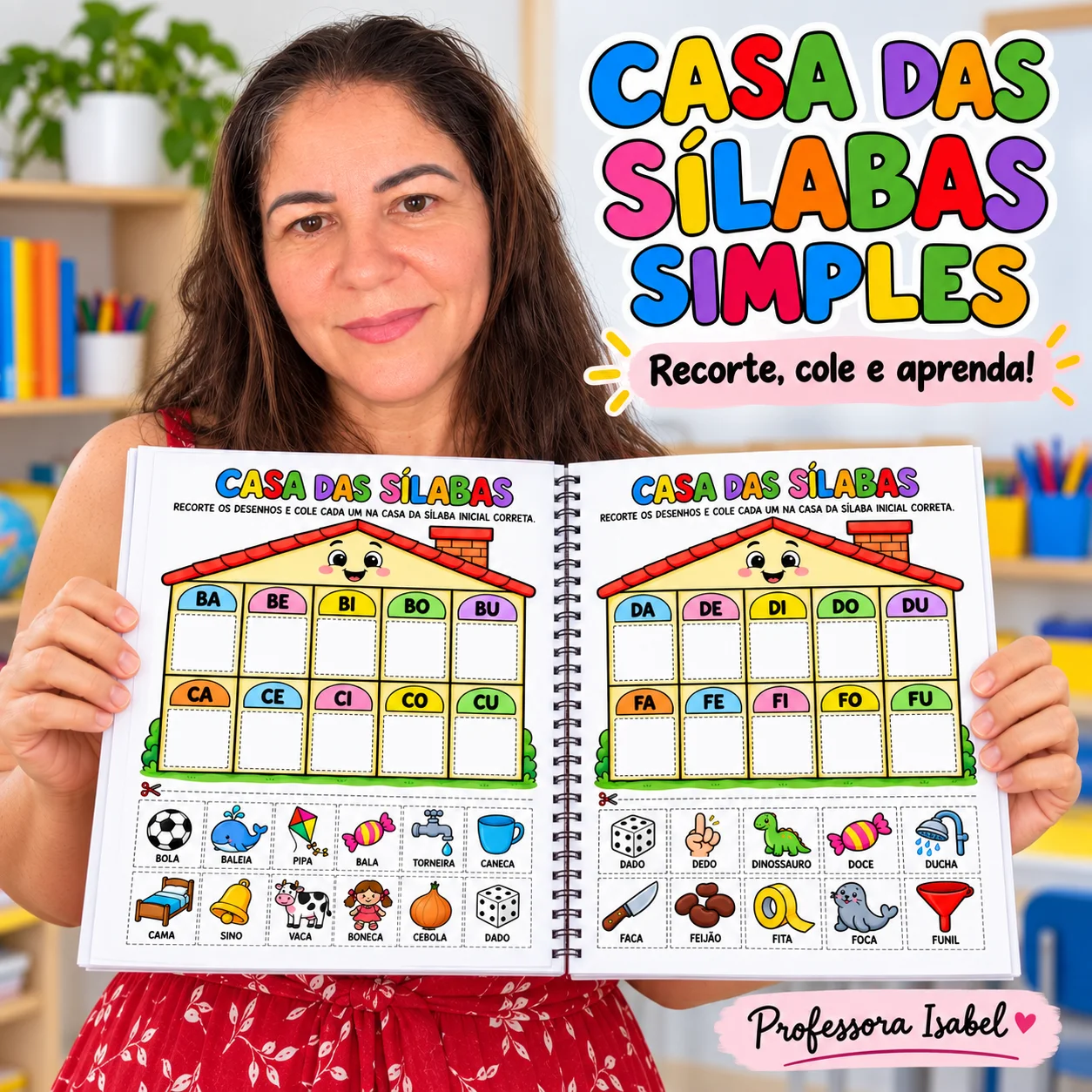 Casa das Sílabas Simples – Atividades de Recorte e Colagem em PDF — amostra 2: O que o material desenvolve
