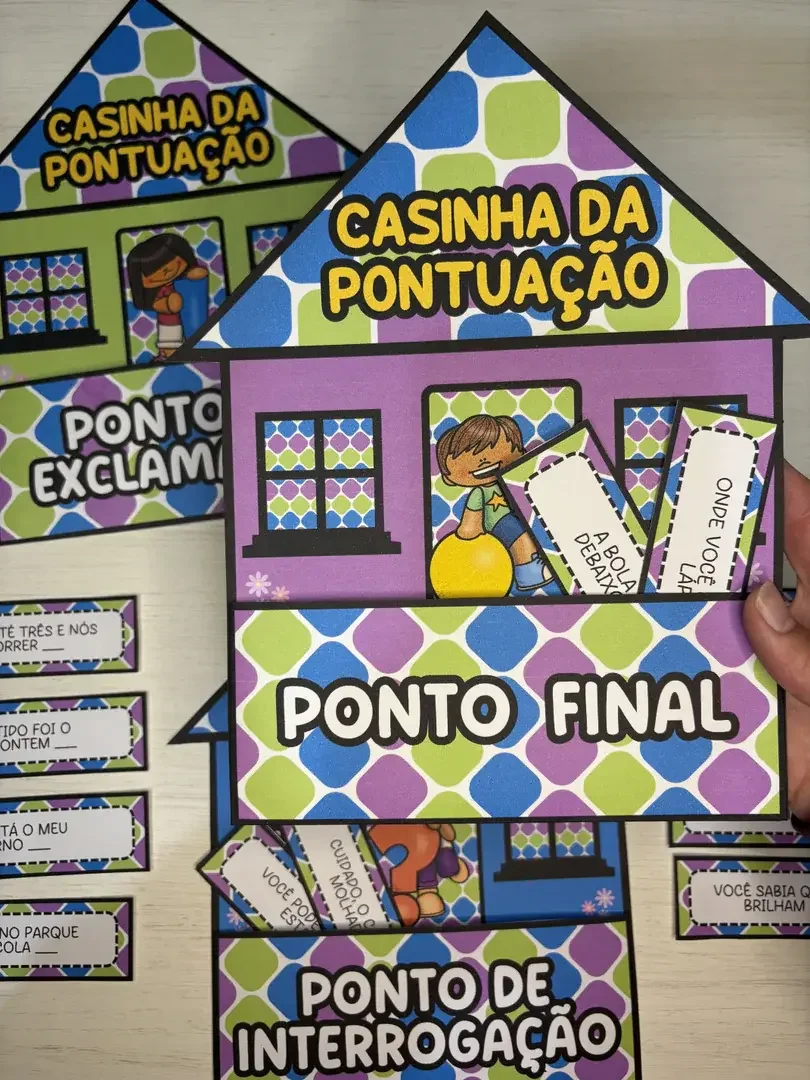 Casinha da Pontuação: Jogo de Classificação de Frases e Sinais — amostra 2: O que compõe este recurso: