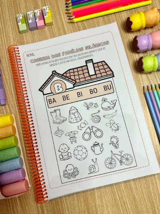 Casinha das Famílias Silábicas: 22 Páginas de Atividades — amostra 1: 22 páginas para identificar sílabas iniciais e…