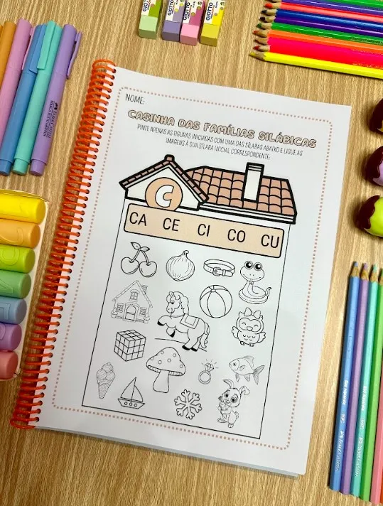 Casinha das Famílias Silábicas: 22 Páginas de Atividades — amostra 2: 22 páginas para identificar sílabas iniciais e…