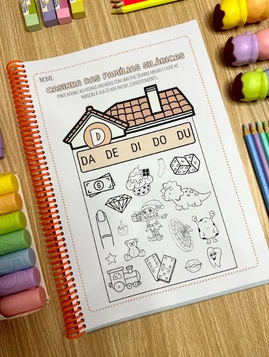 Casinha das Famílias Silábicas: 22 Páginas de Atividades — amostra 3: 22 páginas para identificar sílabas iniciais e…