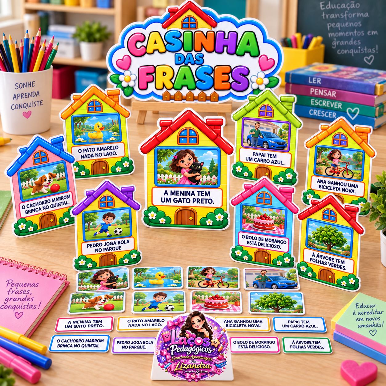 Casinha das Frases – 30 Atividades Lúdicas para Alfabetização — amostra 1: Um recurso divertido com 30 casinhas para…