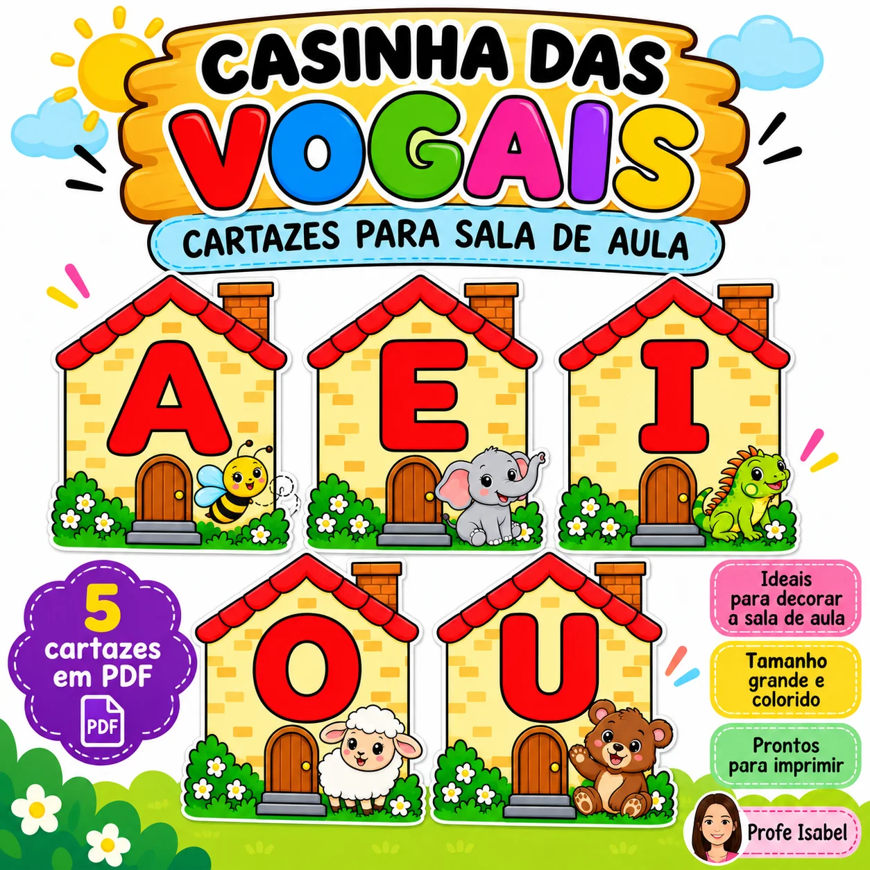 Casinha das Vogais – Cartazes para Sala de Aula. — capa do material