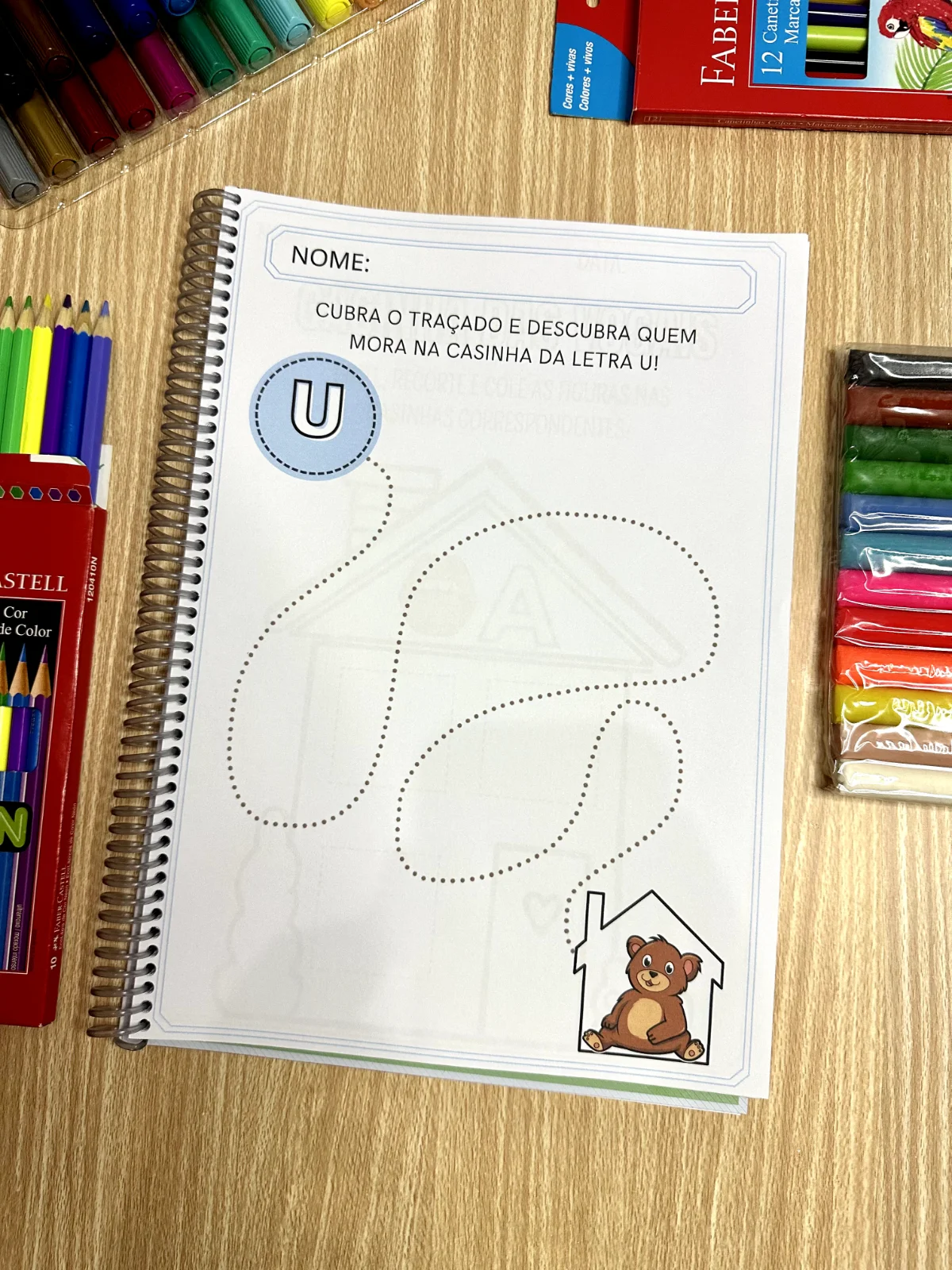Casinha das Vogais — amostra 5: Apostila com 40 páginas de atividades para trabalhar as vogais, traçado, consciência…
