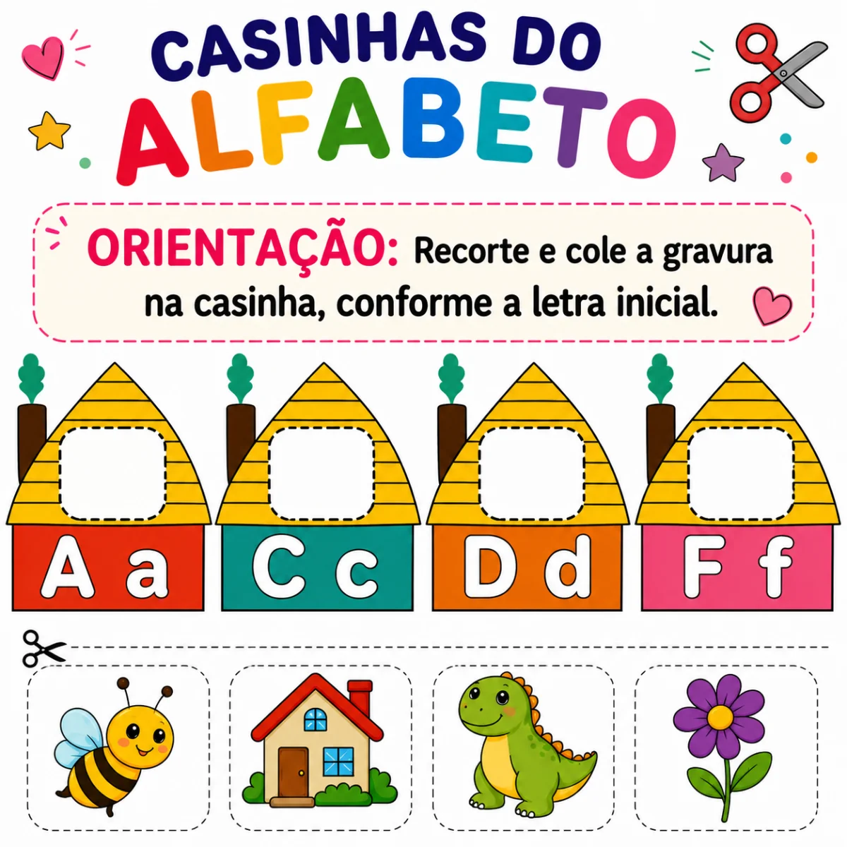 Casinhas do Alfabeto Coloridas e Ilustradas — amostra 1: Como utilizar: Casinhas do Alfabeto Coloridas e Ilustradas — amostra 1: Como utilizar: