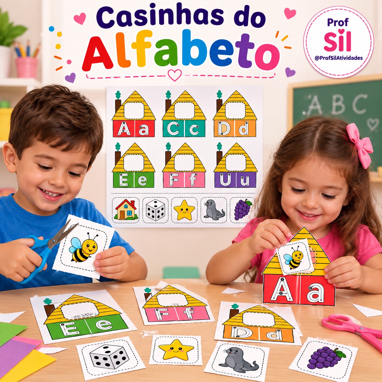 Casinhas do Alfabeto Coloridas e Ilustradas — amostra 2: Descrição da atividade A criança deverá recortar as gravuras e… Casinhas do Alfabeto Coloridas e Ilustradas — amostra 2: Descrição da atividade A criança deverá recortar as gravuras e…