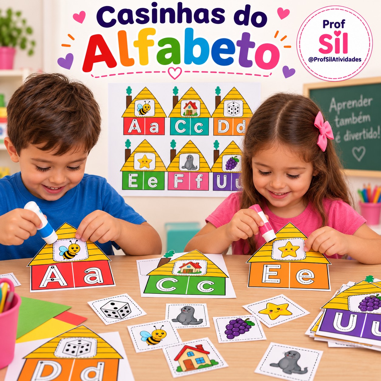 Casinhas do Alfabeto Coloridas e Ilustradas — amostra 3: Descrição da atividade A criança deverá recortar as gravuras e… Casinhas do Alfabeto Coloridas e Ilustradas — amostra 3: Descrição da atividade A criança deverá recortar as gravuras e…
