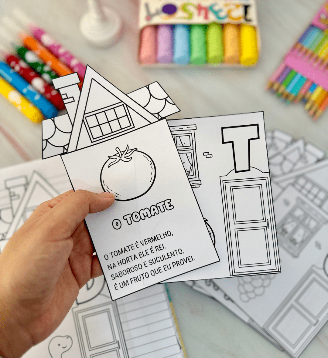 Casinhas do Alfabeto em PDF com Textos Rimados para Colorir — amostra 7: Trabalhe letras, rimas e leitura com as Casinhas…