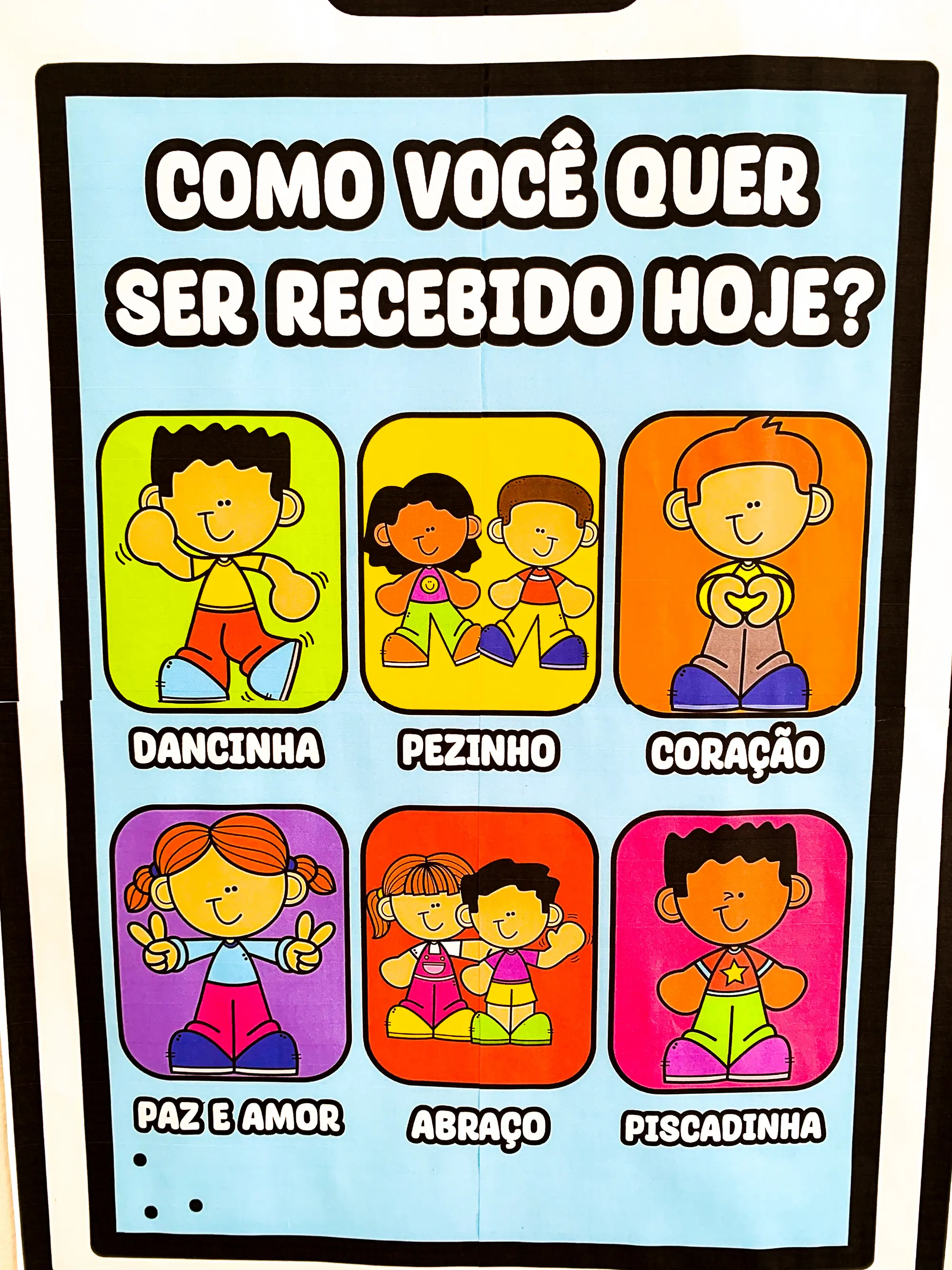 Celular da Acolhida com Cumprimentos para Educação Infantil em PDF — amostra 3: Celular da Acolhida com 6 opções de…