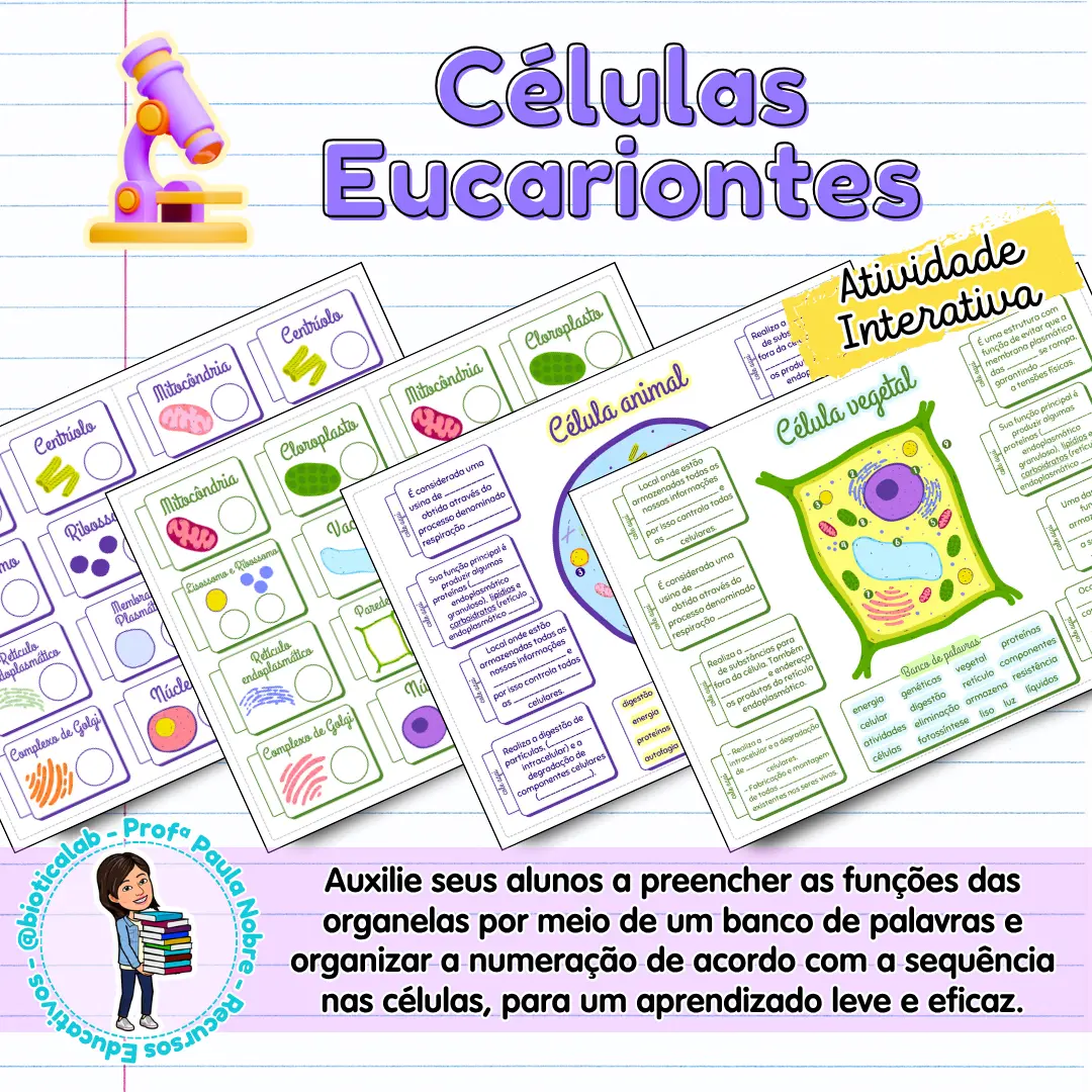 Células Eucariontes Animal e Vegetal - Atividade Ciências 6º e 7º ano — capa do material
