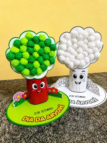 Cenário 3D Dia da Árvore para Imprimir – Educação Infantil — amostra 6: Recurso interativo e divertido para trabalhar o Dia…