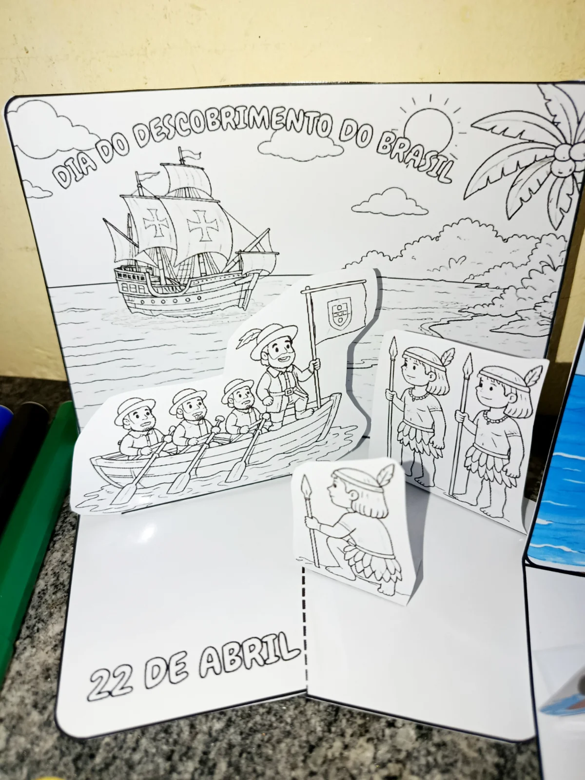 Cenário Interativo – Descobrimento do Brasil (Colorido + Para Colorir) — amostra 3: Leve seus alunos a uma viagem no tempo…