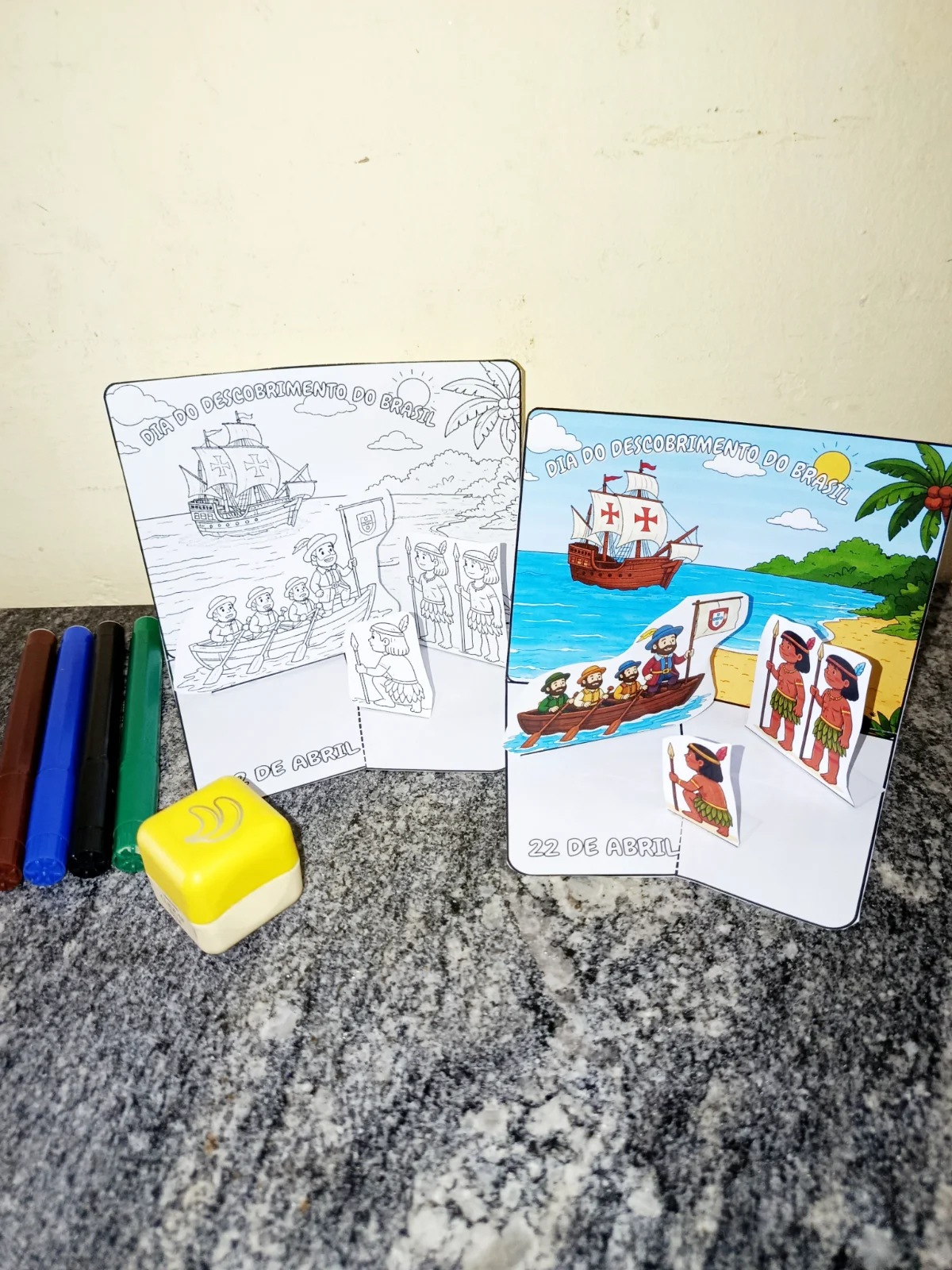 Cenário Interativo – Descobrimento do Brasil (Colorido + Para Colorir) — amostra 5: Leve seus alunos a uma viagem no tempo…