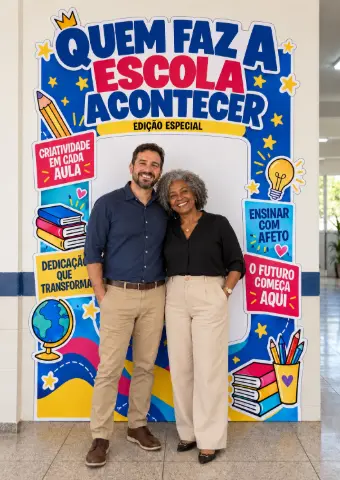 Cenário Quem Faz a Escola Acontecer para Fotos — amostra 1: Um cenário para reconhecer quem transforma a escola Cenário Quem Faz a Escola Acontecer para Fotos — amostra 1: Um cenário para reconhecer quem transforma a escola