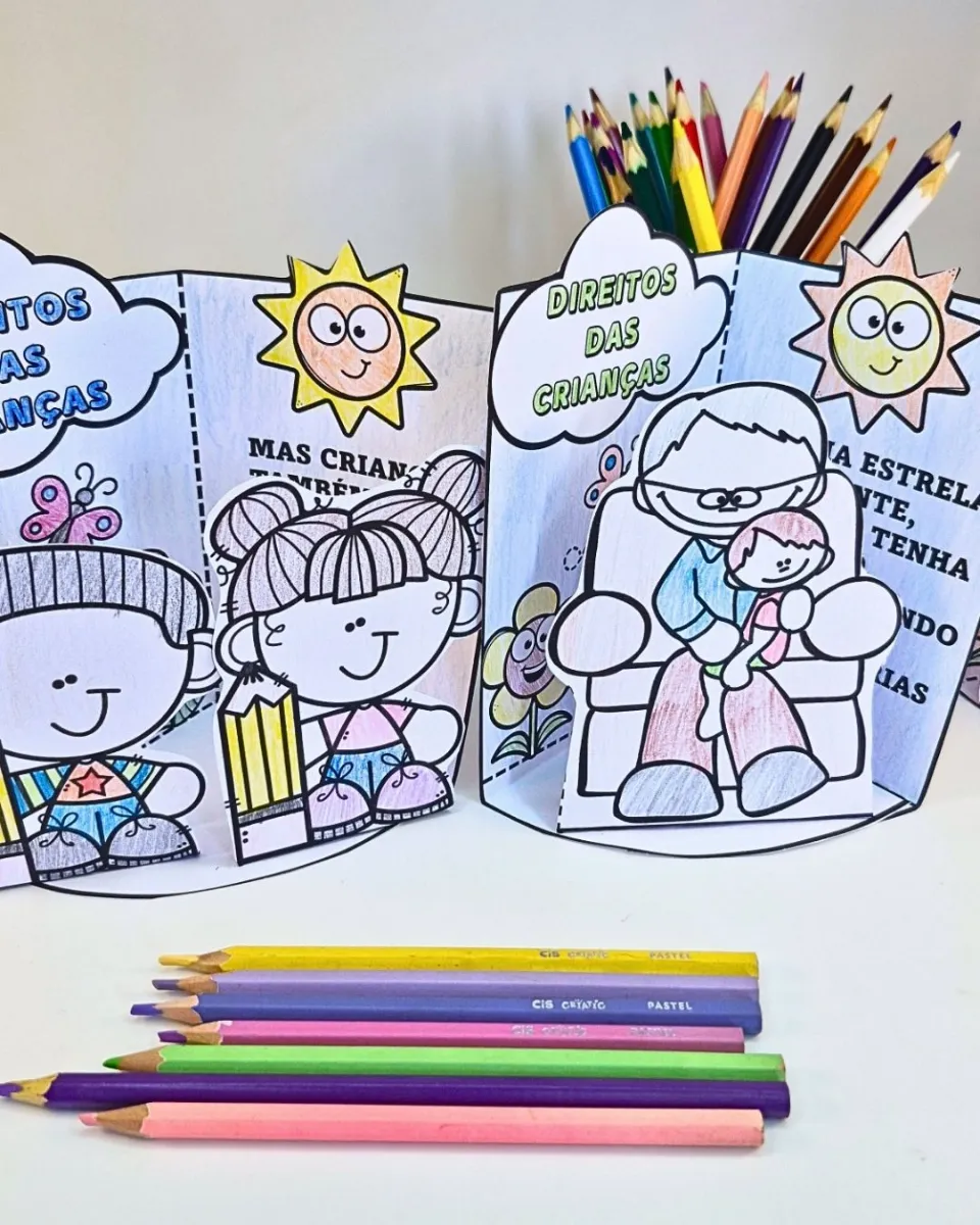 Cenários Direitos das Crianças para Colorir e Montar – Recurso Pedagógico — amostra 3: Celebre os Direitos das Crianças de…