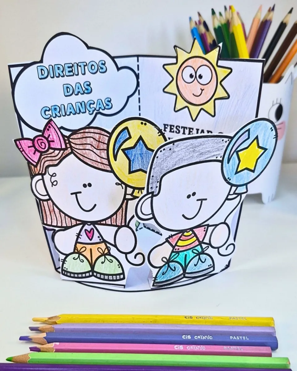Cenários Direitos das Crianças para Colorir e Montar – Recurso Pedagógico — amostra 5: Celebre os Direitos das Crianças de…