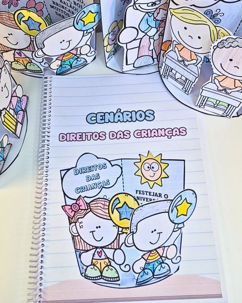 Cenários Direitos das Crianças para Colorir e Montar – Recurso Pedagógico — amostra 6: Celebre os Direitos das Crianças de…