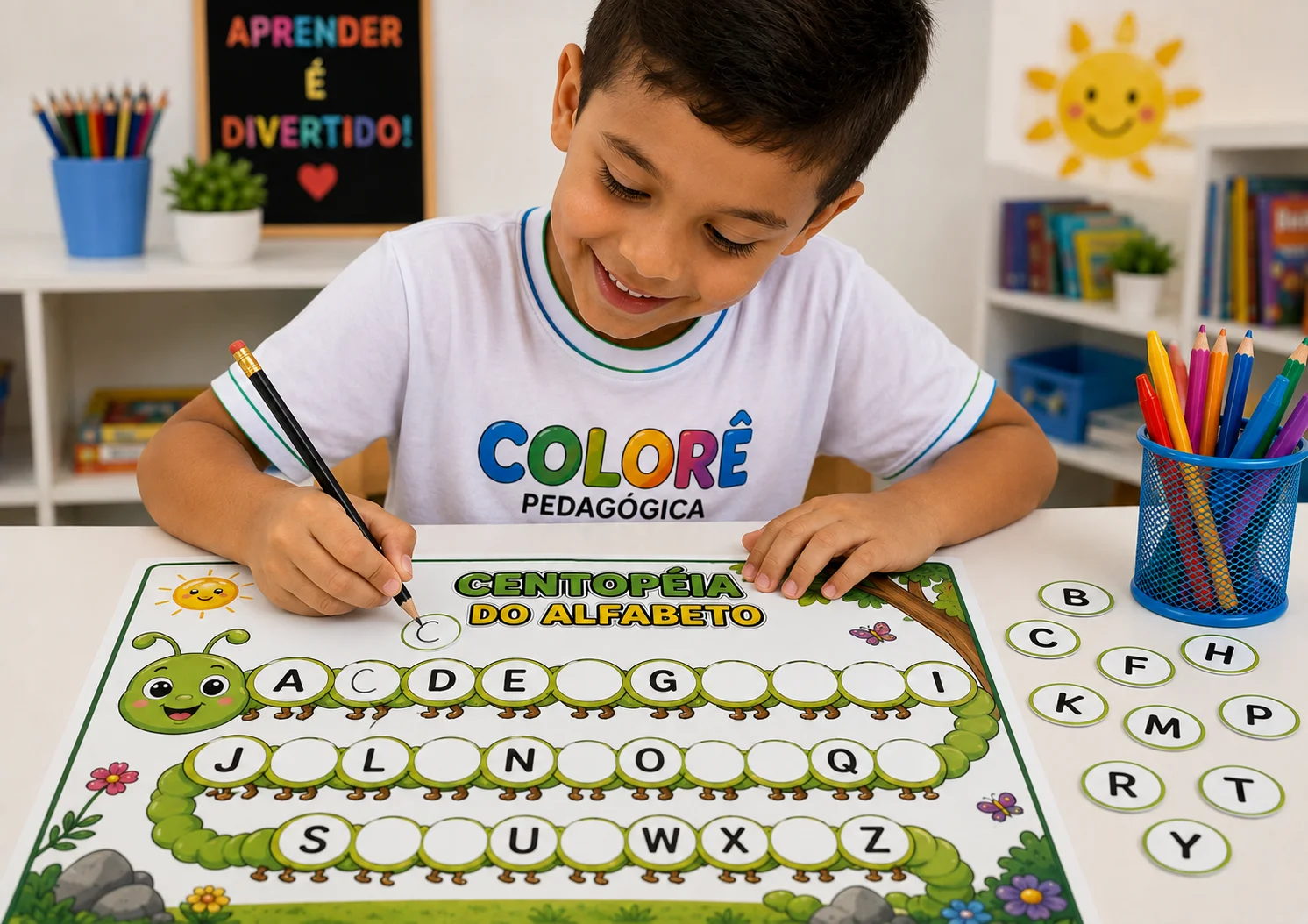 🌈🐛 CENTOPEIA DO ALFABETO – ATIVIDADE LÚDICA 🔤✨ — Alfabetização para Educação Infantil: 🌈🐛 CENTOPEIA DO ALFABETO –…