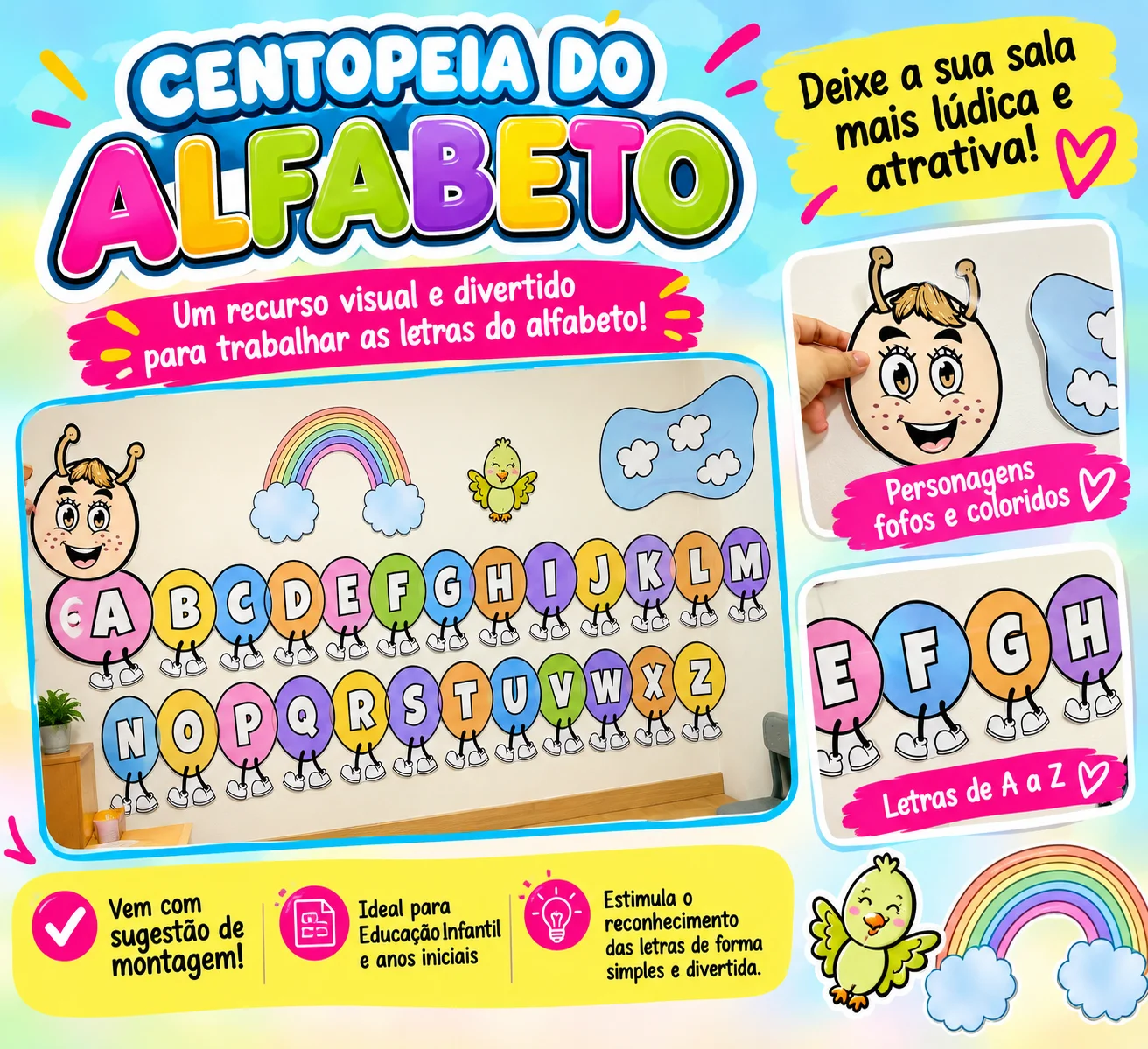 Centopeia do Alfabeto para Alfabetização em PDF — capa do material