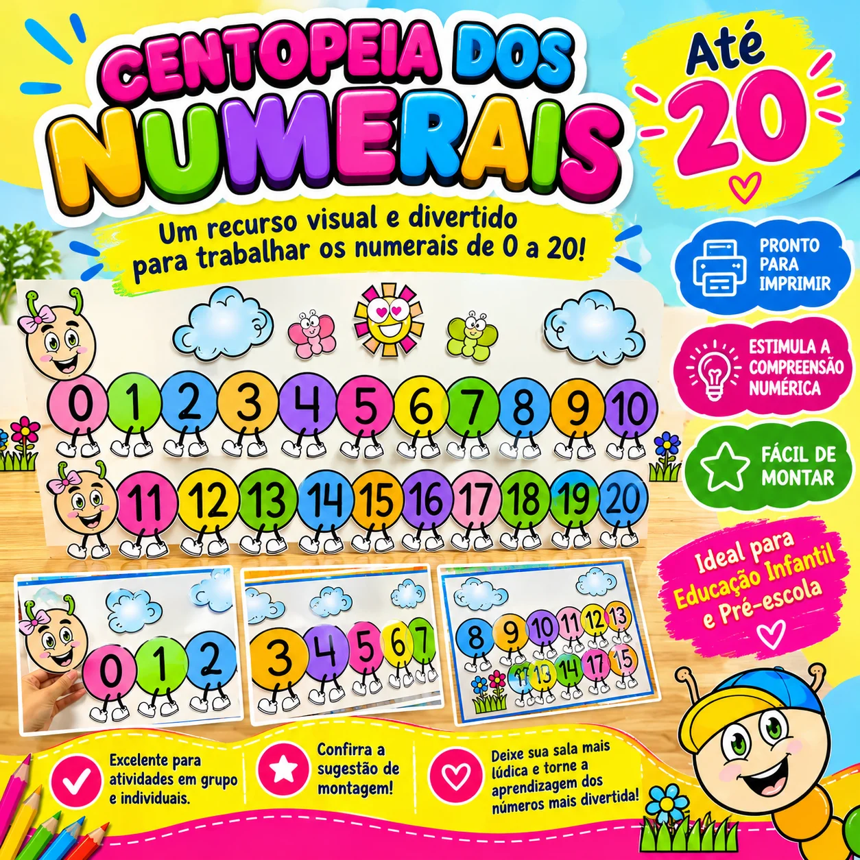 Centopeia dos Numerais de 0 a 10 — Alfabetização para Educação Infantil: Recurso pedagógico para trabalhar os numerais de 0…