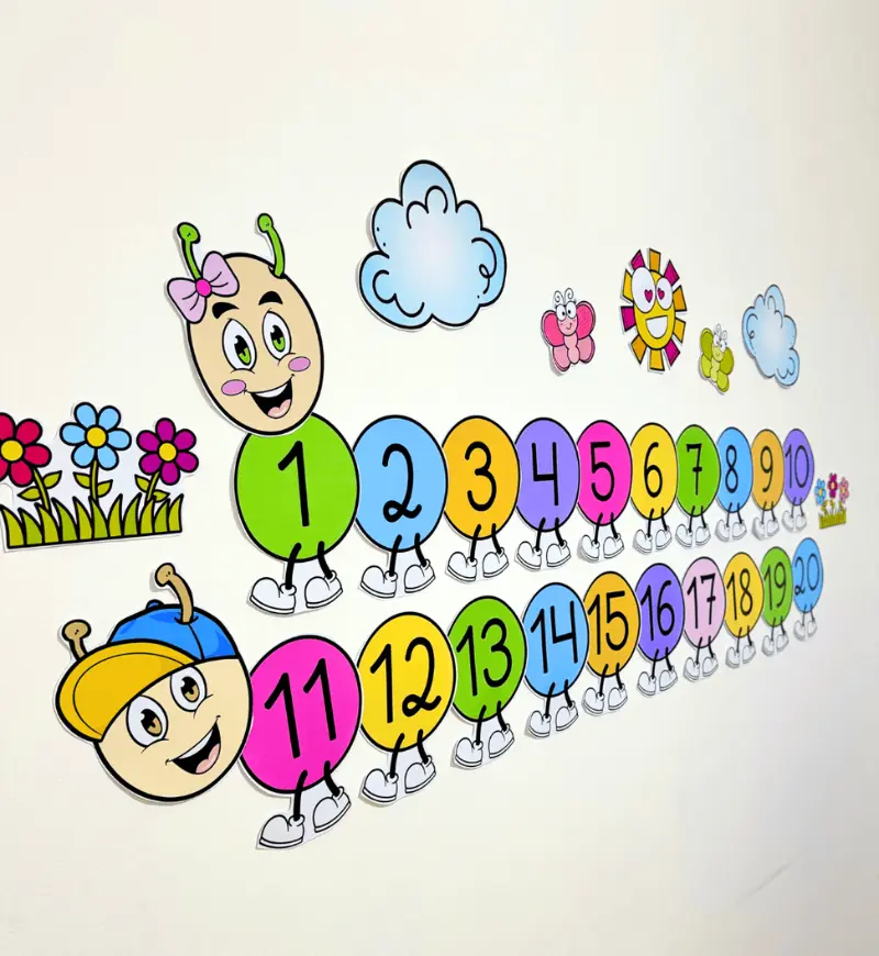 Centopeia dos Números de 1 a 20: Painel para Educação Infantil — amostra 1: Centopeia dos Números de 1 a 20 para a sala de…