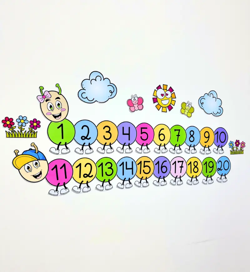 Centopeia dos Números de 1 a 20: Painel para Educação Infantil — amostra 5: Leve os números de 1 a 20 para a decoração da…