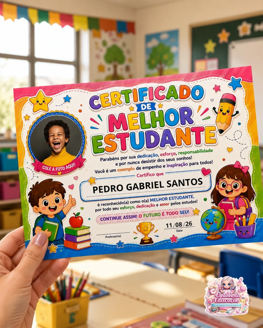 Certificado – dia do estudante – Material Pedagógico — amostra 3: Uma forma linda e especial de reconhecer o esforço e a…