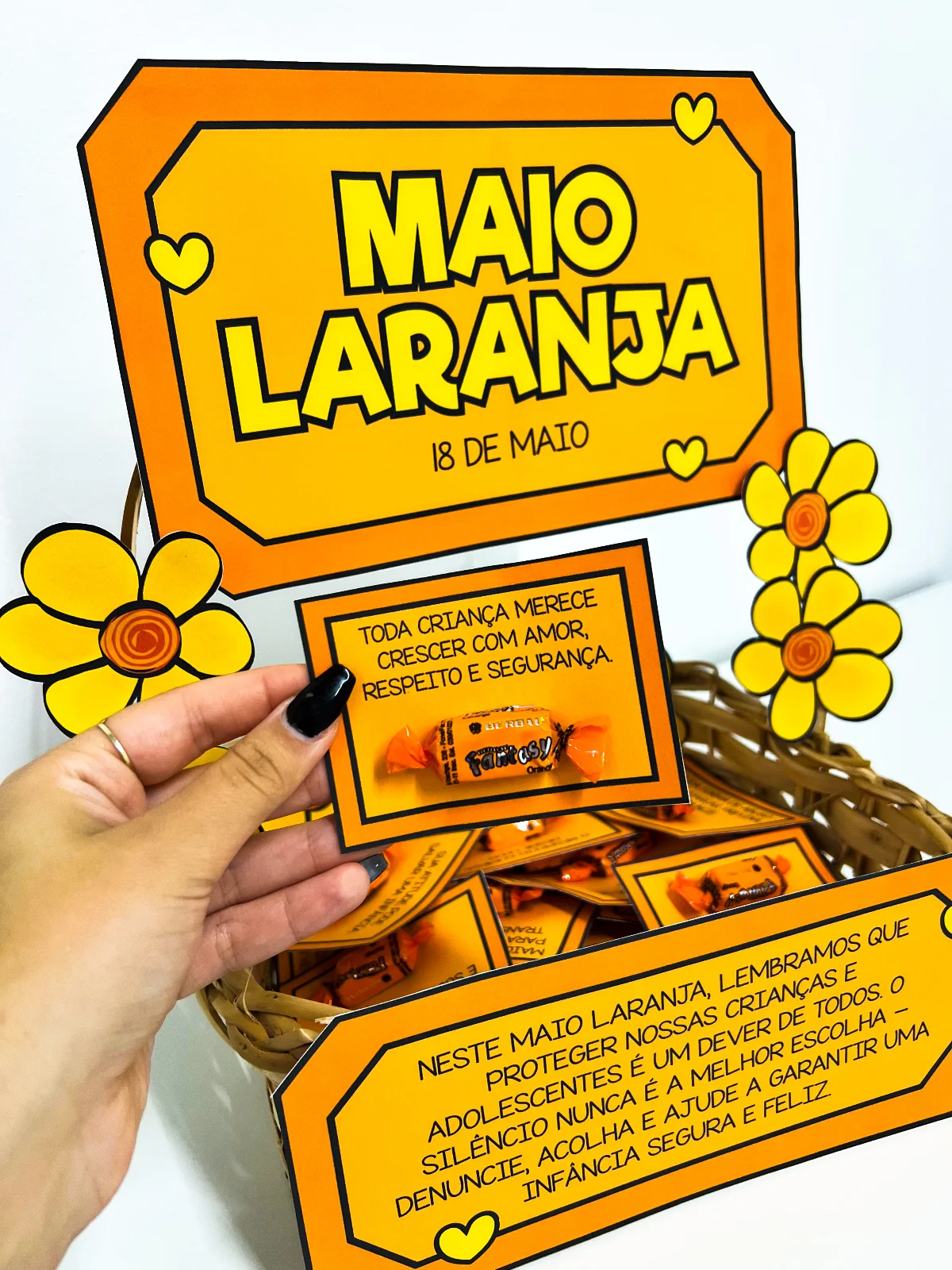 Cesta de Mensagens Maio Laranja – Atividade de Conscientização com Fichas (Para Imprimir) — Datas comemorativas para…