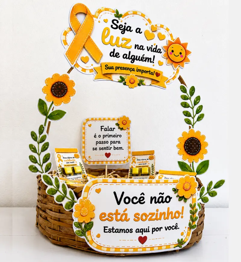 Cesta Setembro Amarelo: Acolhimento e Valorização da Vida — amostra 1: Cesta Setembro Amarelo para valorizar a vida na escola