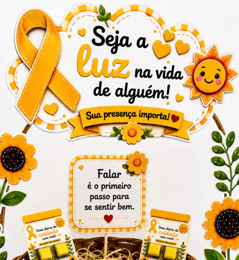 Cesta Setembro Amarelo: Acolhimento e Valorização da Vida — amostra 2: O que vem no material