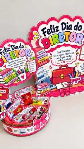 Cestinha Personalizada do Diretor — amostra 3: Cestinha de lembrancinhas e painel para homenagear o diretor escolar com…