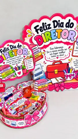 Cestinha Personalizada do Diretor — amostra 5: Cestinha de lembrancinhas e painel para homenagear o diretor escolar com…