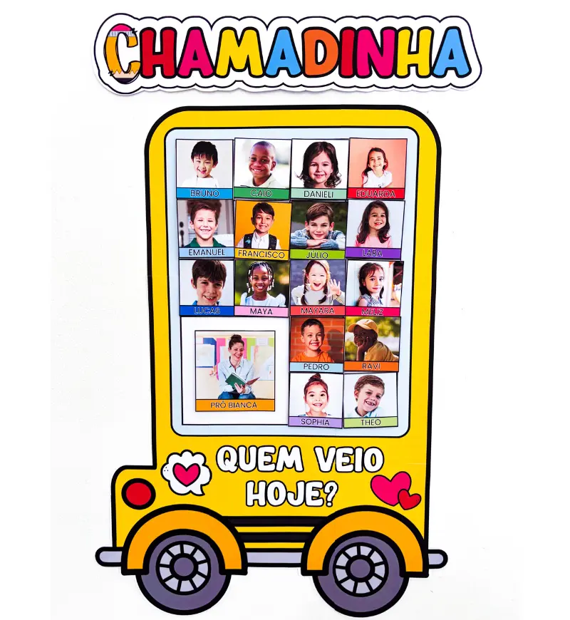 Chamadinha com Foto em Formato de Ônibus para Imprimir — capa do material