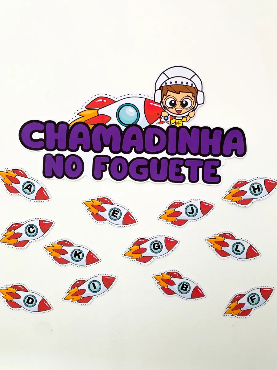 Chamadinha Musical em PDF para Educação Infantil e Anos Iniciais — amostra 5: Que letrinha o foguete carrega hoje