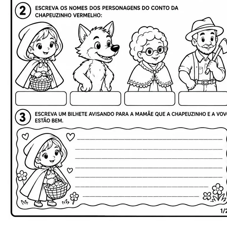CHAPEUZINHO VERMELHO - ATIVIDADES, AVALIAÇÃO E TEXTO PEDAGÓGICO — amostra 4: Ativ/Avaliação da Chapeuzinho Vermelho para…