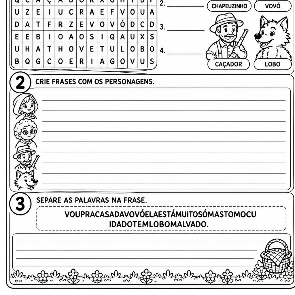 CHAPEUZINHO VERMELHO - ATIVIDADES, AVALIAÇÃO E TEXTO PEDAGÓGICO — amostra 6: Ativ/Avaliação da Chapeuzinho Vermelho para…