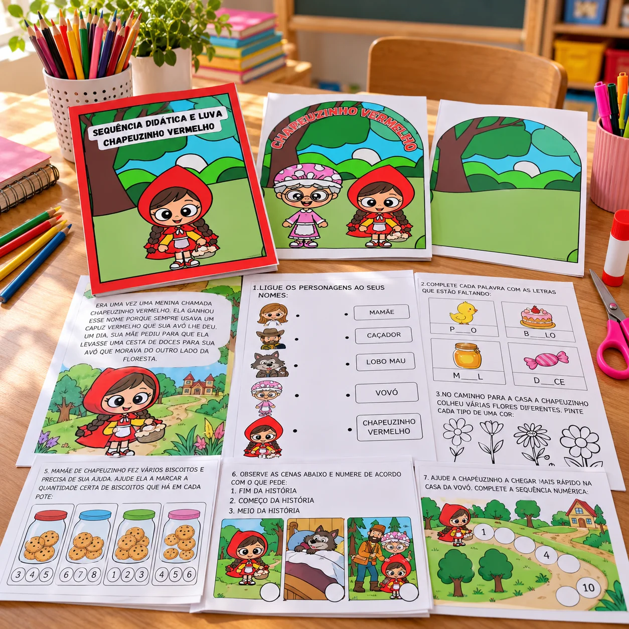 Chapeuzinho Vermelho – Sequência Didática e Luva de História — Alfabetização para Educação Infantil: Kit com luva de…