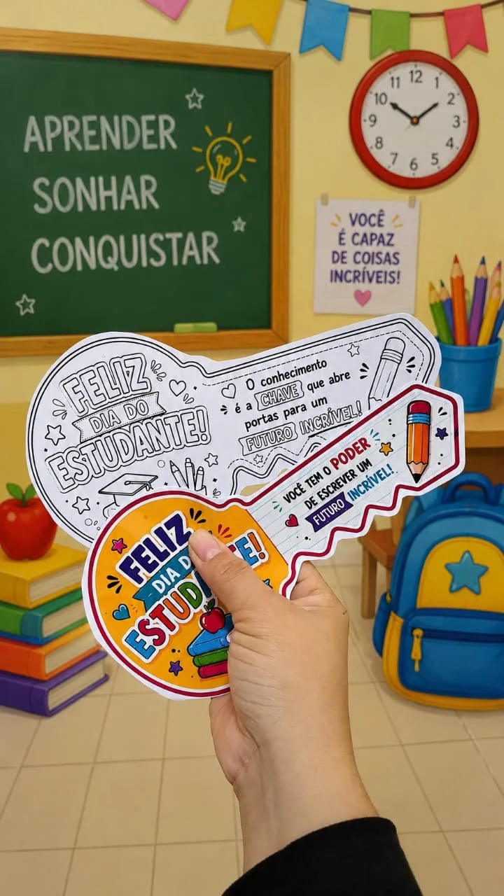 Chave do Estudante – Lembrancinha Dia do Estudante com Lápis — amostra 2: Lembrancinha Dia do Estudante em formato de chave…