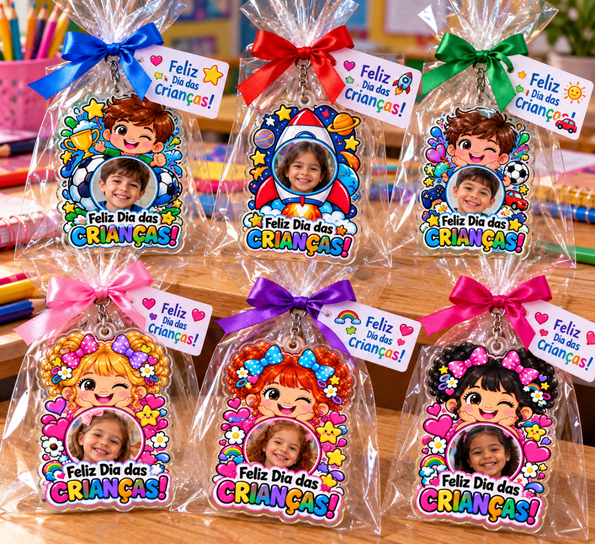 Chaveirinhos Personalizados — Dia das Crianças | Editável no Canva — amostra 2: Surpreenda as crianças com uma lembrancinha…